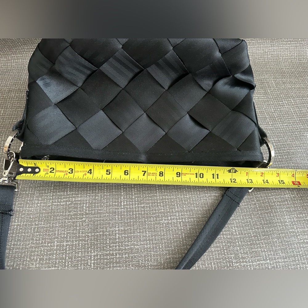 Maggie Bags Upcycled Seatbelt Shoulder Bag Black Woven Eco-Friendly Handbag - Picture 10 of 11